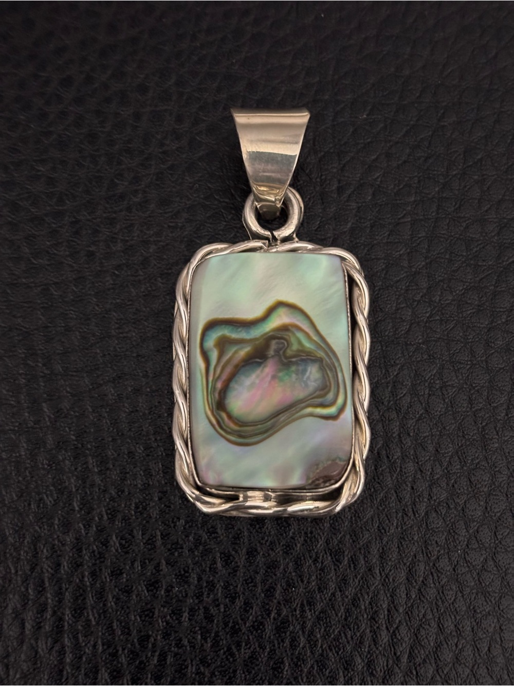 Iridescent Abalone Shell Pendant Necklace in Green and Pink - Women Jewelry